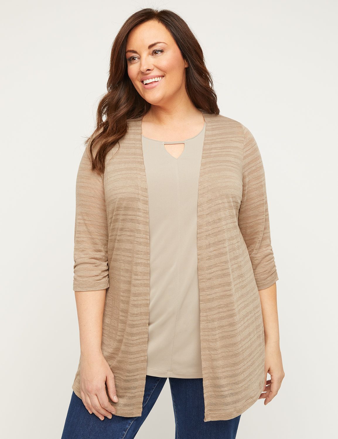 UPC 400001466124 product image for Shadow Stripe Cardigan With 3/4 Sleeves | upcitemdb.com