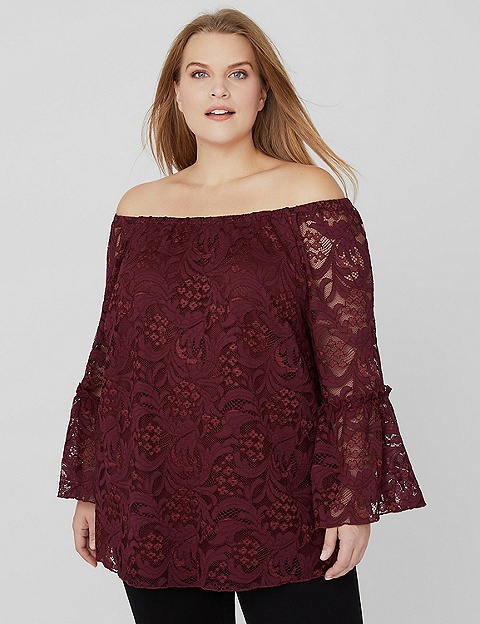 Image result for lace off the shoulder top catherines