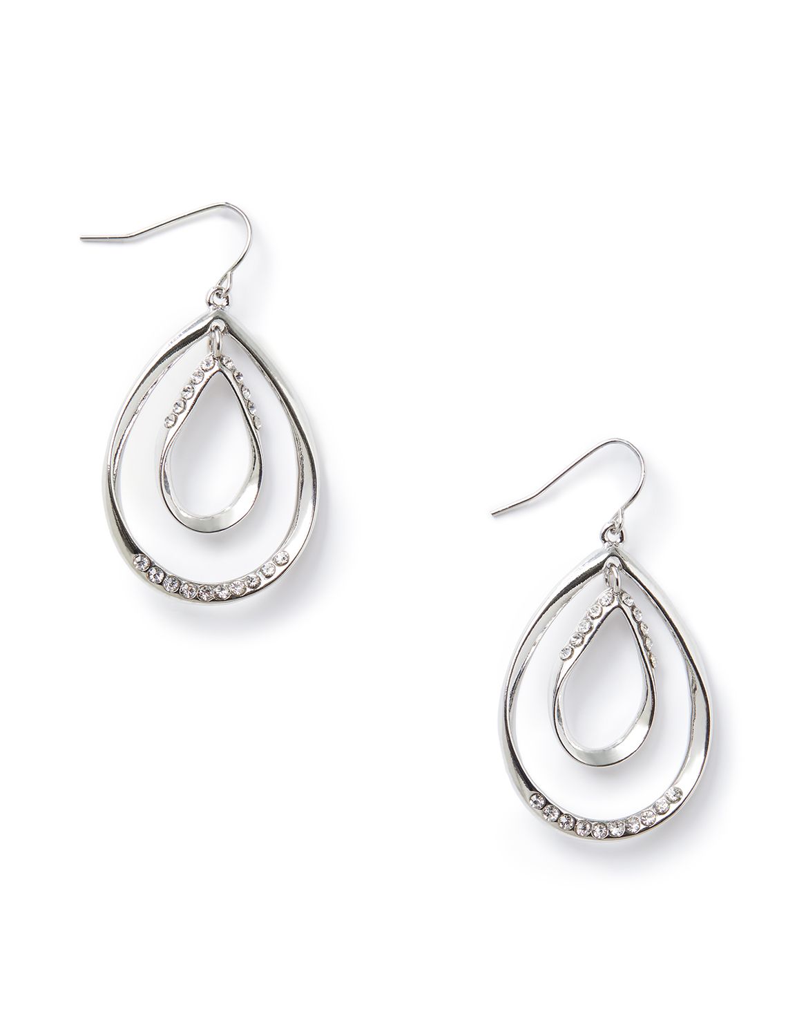 Rhinestone Double-Teardrop Earrings