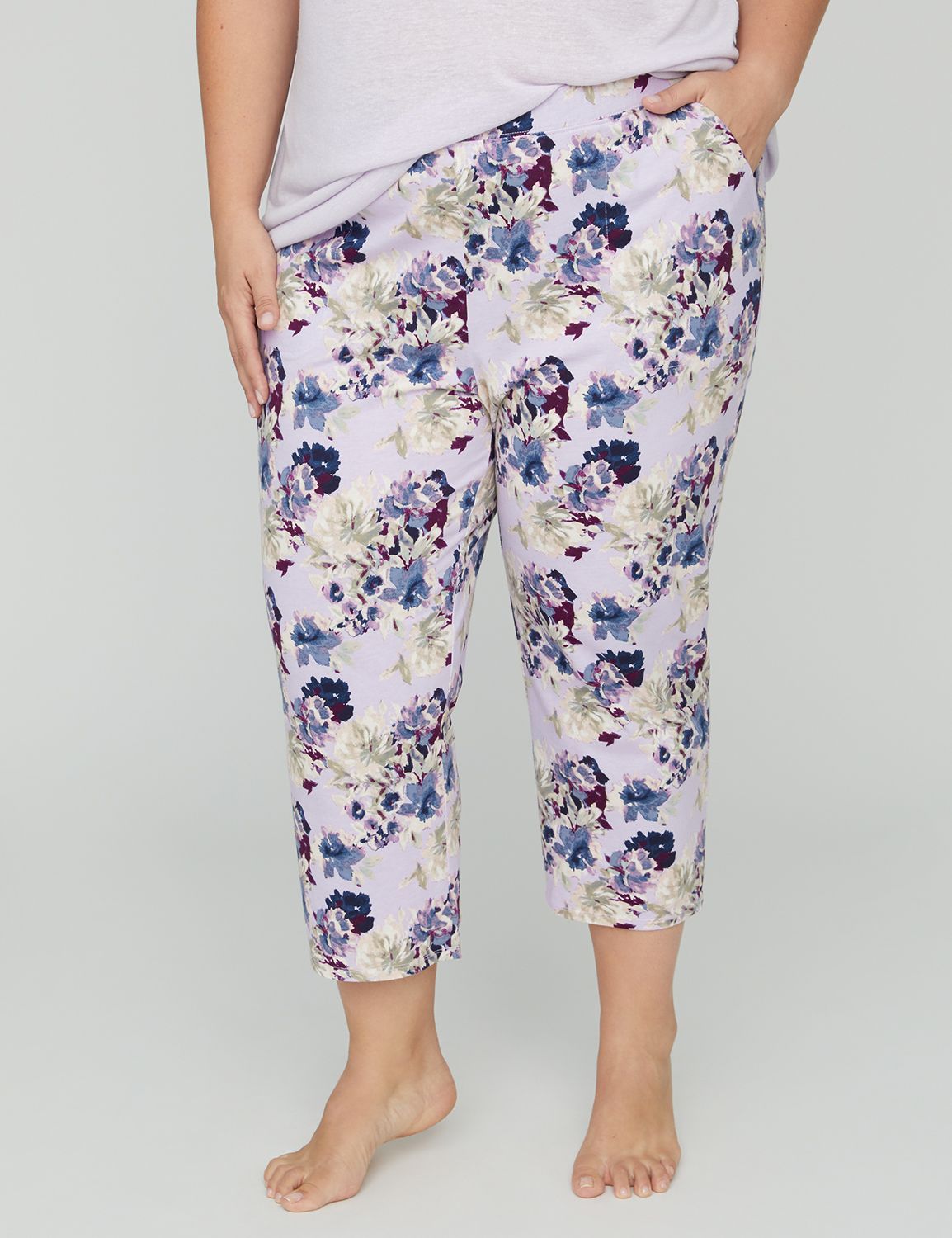 This super-soft sleep capri brings ultimate relaxation thanks to the peaceful print. Enclosed elastic waist for easy pull-on styling. Pockets. Complete your look with our Orchid Dream Sleep Shirt. Item Number #314965, 100% Cotton, Machine Wash, Imported Plus Size Sleepwear, Inseam: 21" , Plus Sizes 0X-5X, Catherines Plus Sizes