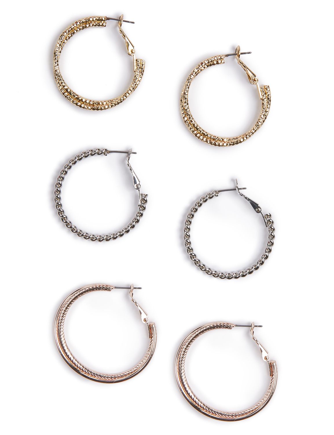 Ornamental Hoop Earrings - 3 Pack
