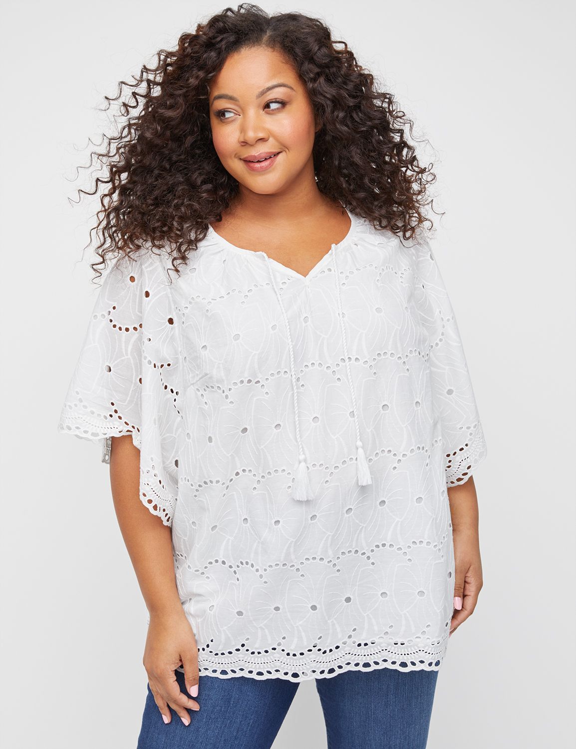 white eyelet top plus size